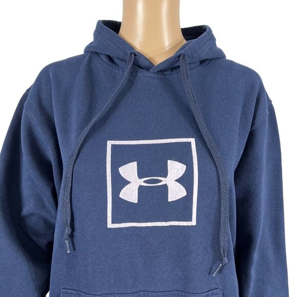 Under Armour Womens Hoodie Hooded Sweatshirt Pullover Navy Blue Logo Large - Picture 3 of 9